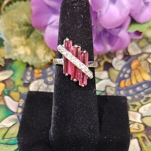 Host PICK! Garnet & Diamond Fashion Ring - Silver (Faux) - Size 5 1/4